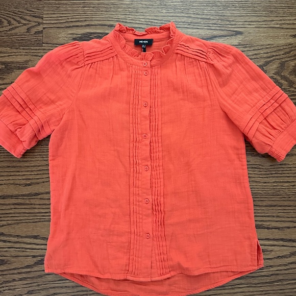 ME+EM Tops - ME+EM Cheesecloth short sleeve cotton blouse, UK 10, US 6 Color: Papaya